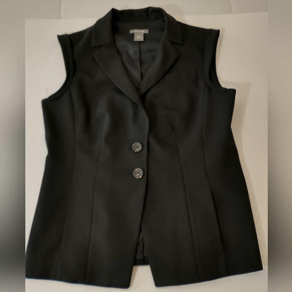 Ann Taylor Lined Tailored Vest, Black, 12‎ Petite, Great Business Wear, Pockets
